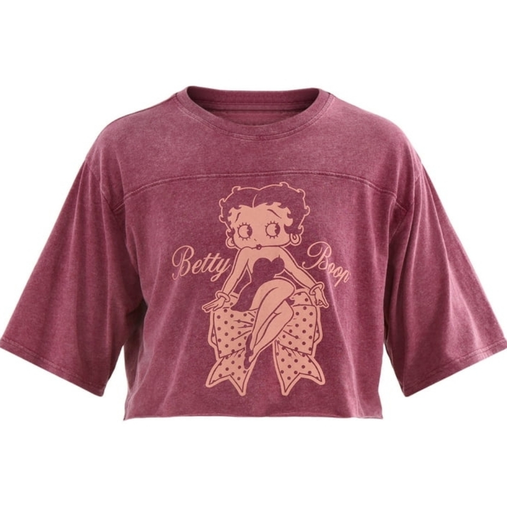 Fleischer Studios Betty Boop Mauve Graphic Short Sleeve Tee